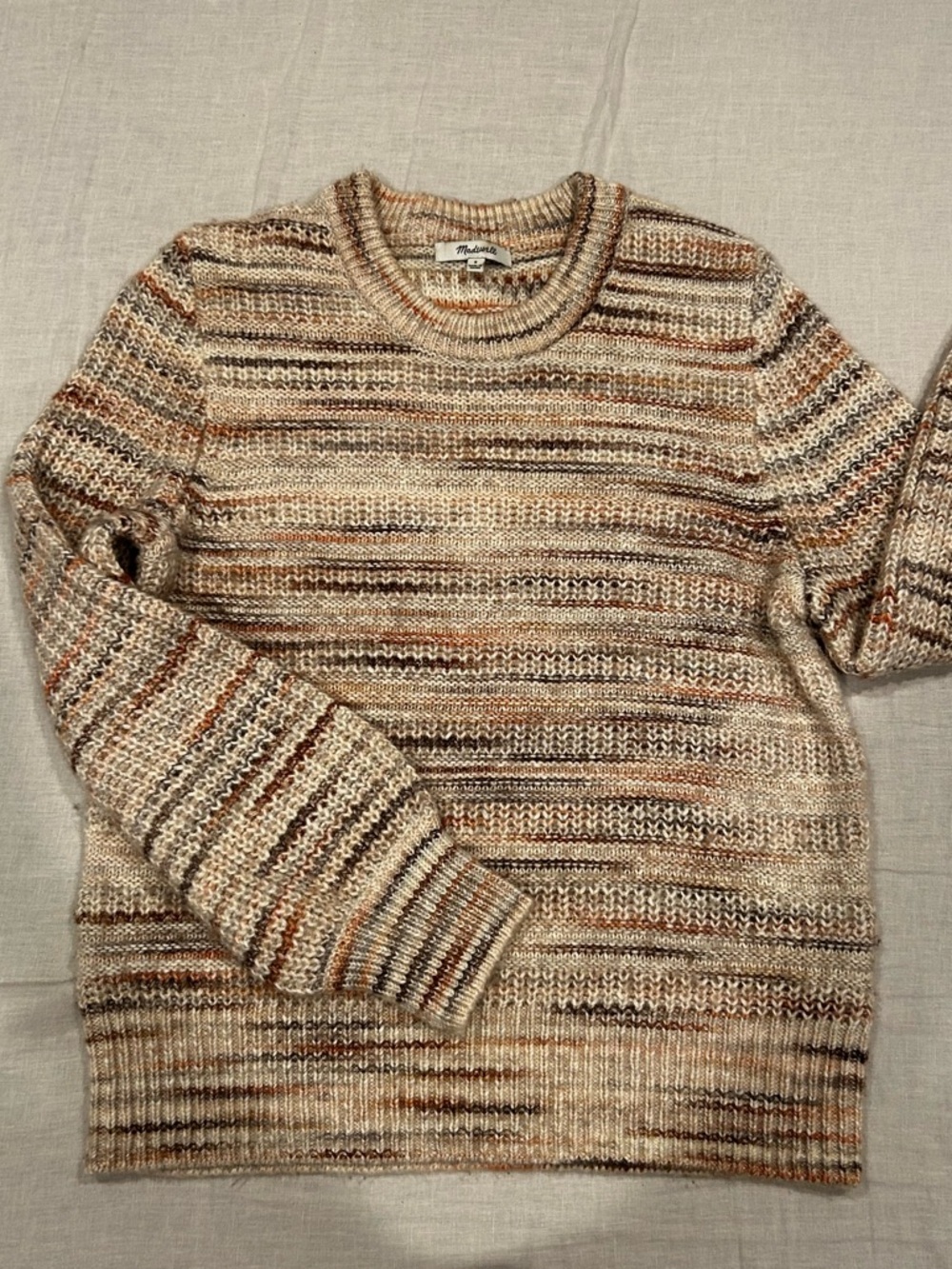 Madewell Striped Crewneck Sweater in Cream and Brown